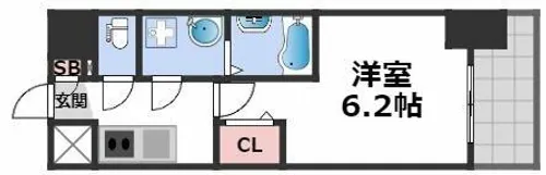 エスリード難波ザ・プレミア【3階】の間取り