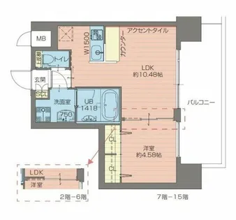 プレジオ難波WEST【2階】の間取り