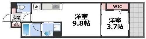 アーバネックス心斎橋Ⅱ【9階】の間取り