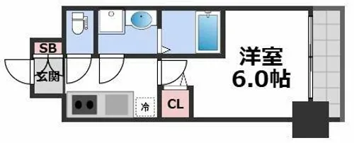 エスリードザ・カレント大阪【6階】の間取り