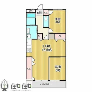 グリンピア平和【2B号室】の間取り