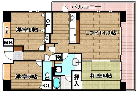 ファミール高槻フェリーク【2階】の間取り