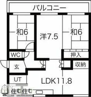 パビリオン平和A棟【402号室】の間取り