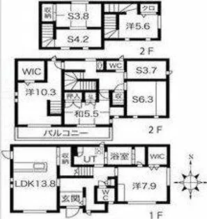 愛知県みよし市黒笹いずみ3丁目【一戸建】の間取り