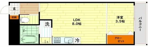 レジデンスコート森ノ宮【1階】の間取り