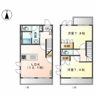 大阪府箕面市彩都粟生南2丁目【テラスハウス】の間取り