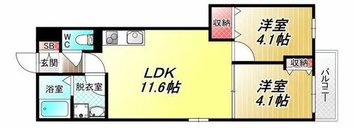 D porta avenue【1階】の間取り