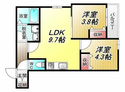 D porta avenue【3階】の間取り