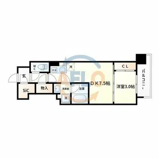 コンフォリア・リヴ本町WEST Q【8階】の間取り