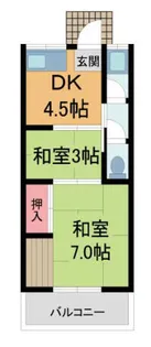 casa de 山本台【3B号室】の間取り