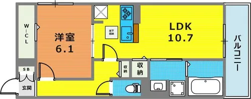 Noble Terrace中山手【201号室】の間取り