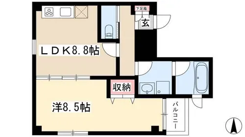 アメニティ幅下【101号室】の間取り