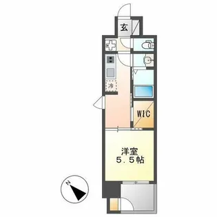 エステムコート名古屋鶴舞シエル【1304号室】の間取り