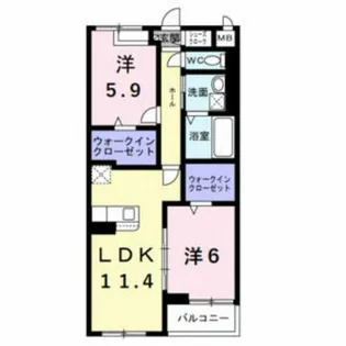 アイマコート初芝【2階】の間取り