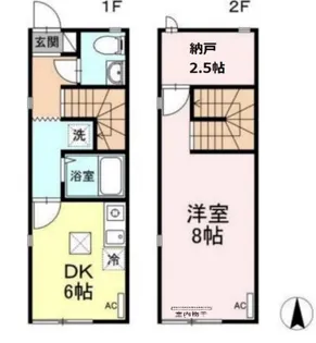 福岡県北九州市小倉北区東篠崎1丁目【テラスハウス】の間取り