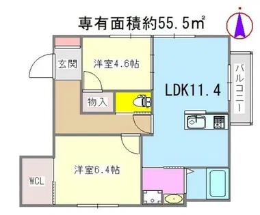 京洛舎岩倉【B205号室】の間取り