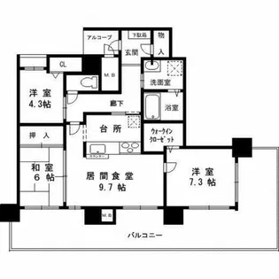 ウェルブ六甲道2番街【15階】の間取り