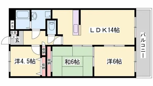 ハーモニー三幸【701号室】の間取り