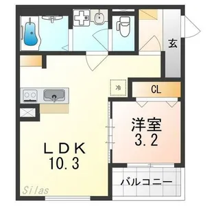 1LDKの間取り画像