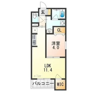 ウェルスクエア帝塚山【4階】の間取り