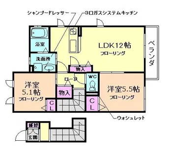 アゼリアテラス【202号室】の間取り