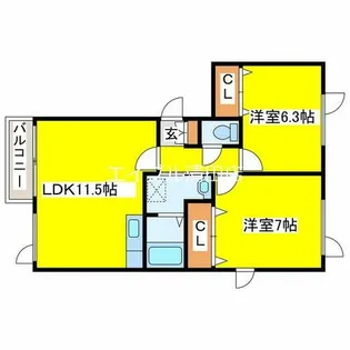 アイリスガーデン【203号室】の間取り