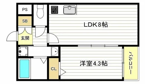 1LDKの間取り画像