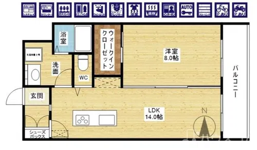 エバービューハイツ【6階】の間取り