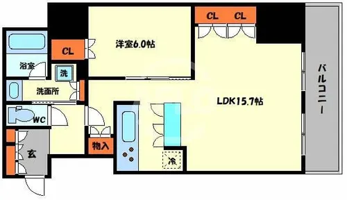 プレサンスレジェンド大阪新町タワー【4階】の間取り