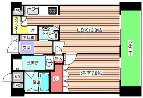 リーガルタワー福島【7階】の間取り