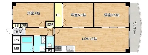 新深江サンハイツ【7階】の間取り