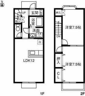 愛知県春日井市宮町1丁目【テラスハウス】の間取り