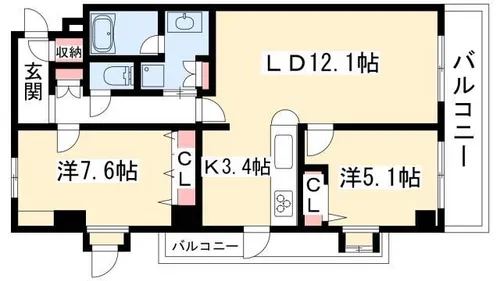サンシエル【4階】の間取り