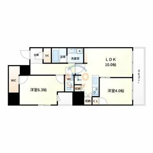 ゲートコート東三国【9階】の間取り