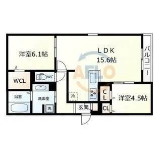 ウエストアロウ林寺【1階】の間取り