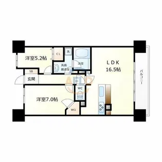CITY SPIRE難波グレイス【6階】の間取り