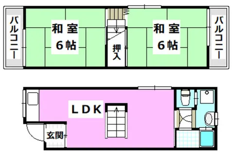 大阪府摂津市鶴野1丁目【テラスハウス】の間取り