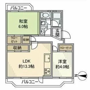 江坂住宅壱号棟【1階】の間取り