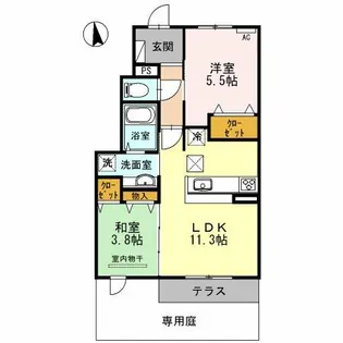 リバーサイド響【1階】の間取り