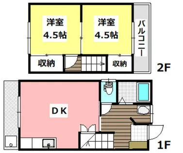 大阪府茨木市鮎川1丁目【テラスハウス】の間取り
