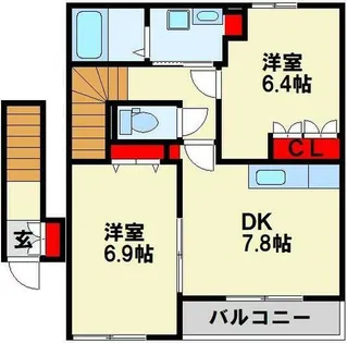 ヴィラージュ新木屋瀬【203号室】の間取り