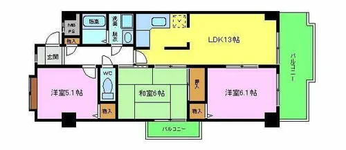 アルシモンテ滝谷【605号室】の間取り