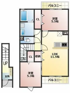THE NOBLES TERRACE【203号室】の間取り