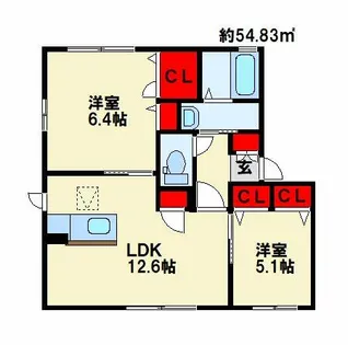 シティパル長行 C棟【201号室】の間取り