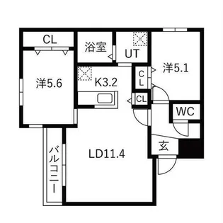グランディール琴似【2階】の間取り