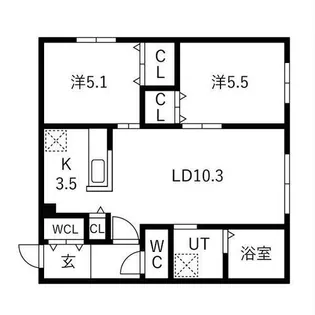 グランディール琴似【1階】の間取り