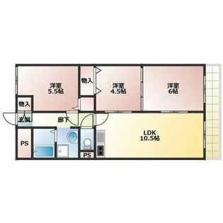 ハイツ三ツ池台【1階】の間取り