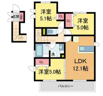 ラフィーネ武庫山A棟【201号室】の間取り