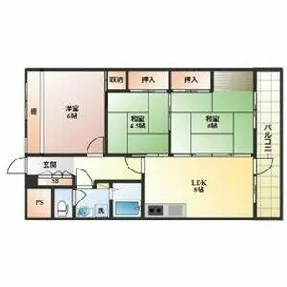 豊中スカイハイツ【6階】の間取り