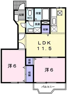 サンA・B棟【A102号室】の間取り